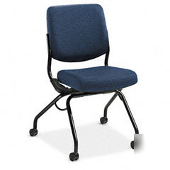 Hon nesting chair 4CASTERS 26X26X36 black frame navy