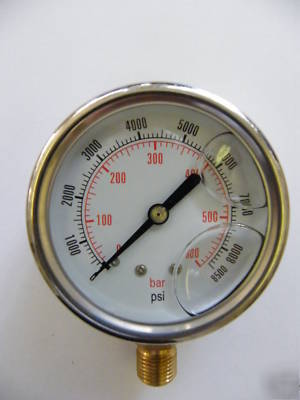 Hydraulic pressure gauge (63MM) base entry 0-8500 psi