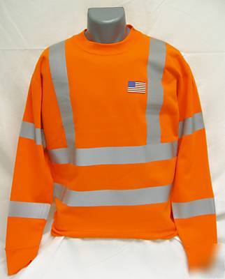 Class iii hi-viz orange long sleeve sweatshirt - lg