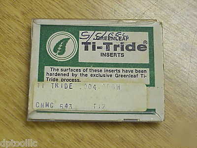 Cnmg 643 grade T12 ti-tride carbide inserts greenleaf 