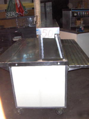 Serving table with stainless steel top
