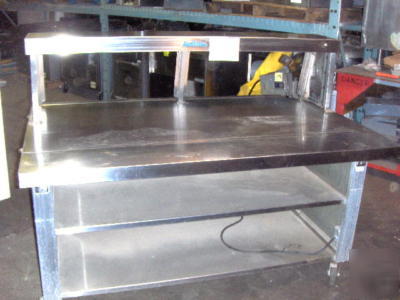 Serving table with stainless steel top