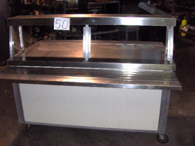 Serving table with stainless steel top