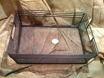 Urban modern black mesh desktop tray basket bin - large