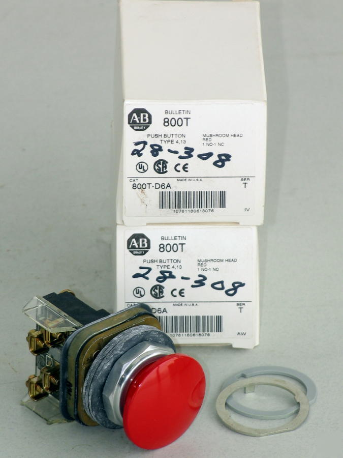 Allen bradley m/n 800T-D6A red mushroom push button