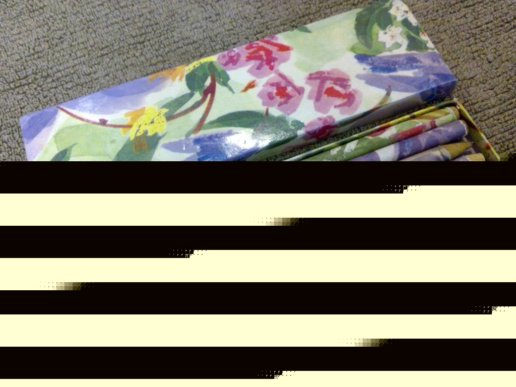 Box of 6 floral patterned lead pencils in matching box