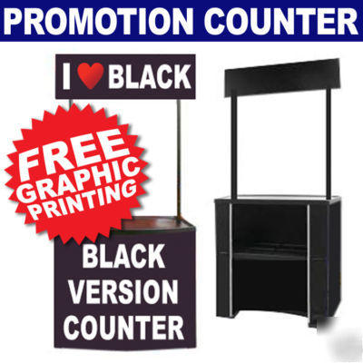 Black kiosk booth trade show pop up display free prints