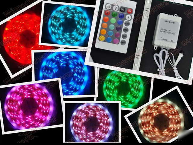 Rgb 500CM flash 5050 smd led strip light +remote+power