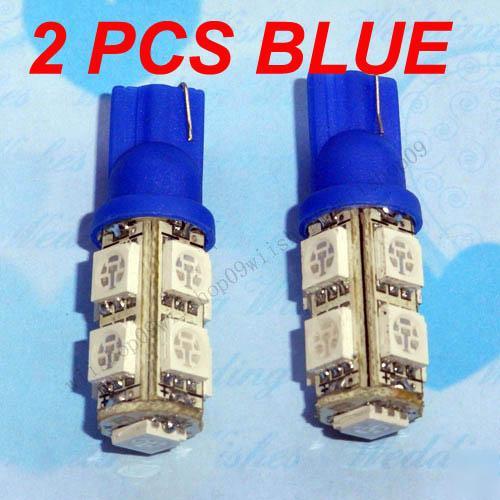 2 x blue 12V 194 168 W5W 9-smd led car wedge light bulb