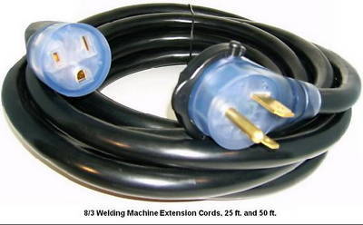 Mig tig plasma welder extension cord 50' 8-3 hd cord