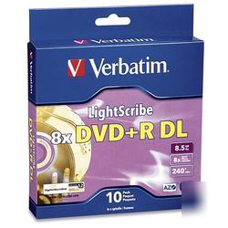 New verbatim lightscribe 8X dvd+r double layer media