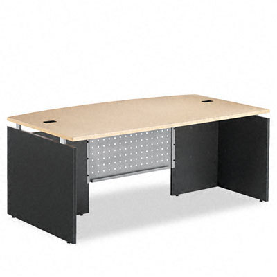 Alera seville series bow front desk shell maple