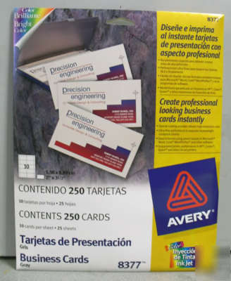 Avery inkjet business cards, gray 10/sheet 25-sheets
