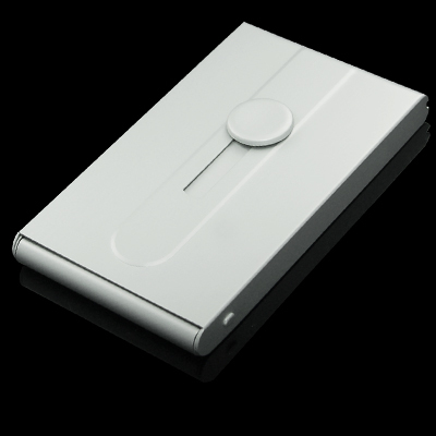 Silver pocket auto sliding business card holder case 