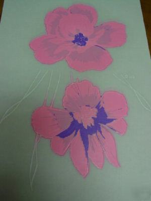 Lot 12 pink flower heat press transfers t shirt iron lg