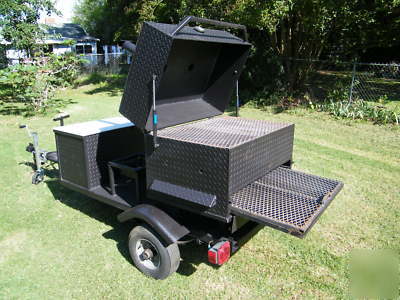 Custom bbq grill smoker trailer