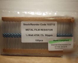 MF25-100 E12 1/4W metal film, resistor kit..lot of 6100
