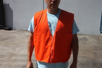 Qty-10 multi pockets(surveyor) orange safety vests