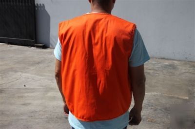 Qty-10 multi pockets(surveyor) orange safety vests