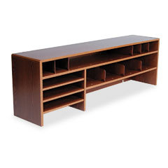 Safco wood highcapacity double shelf desktop organizer