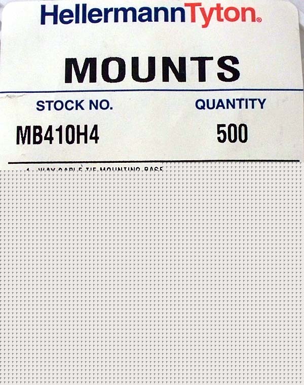 New 500 cable tie mount mounting bases, nylon, white
