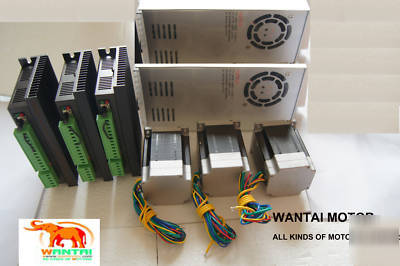 3 pcs nema 23 brushless dc motor & driver cnc router 