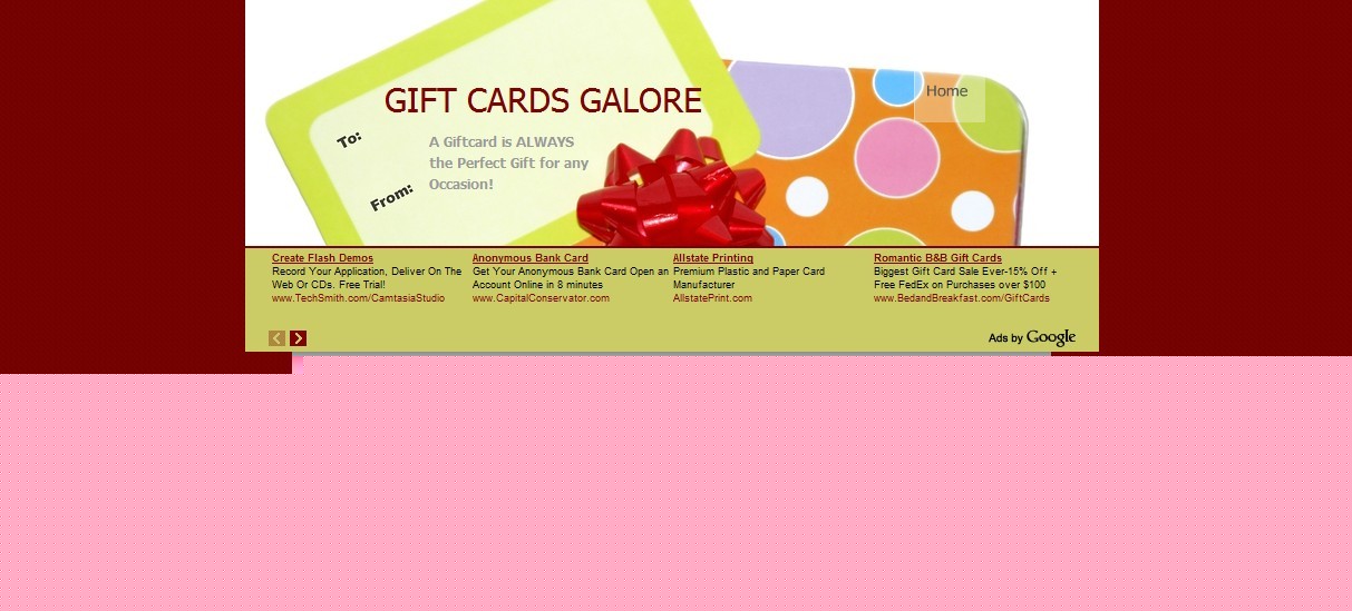 Gift card & gift certificate affiliate turnkey website