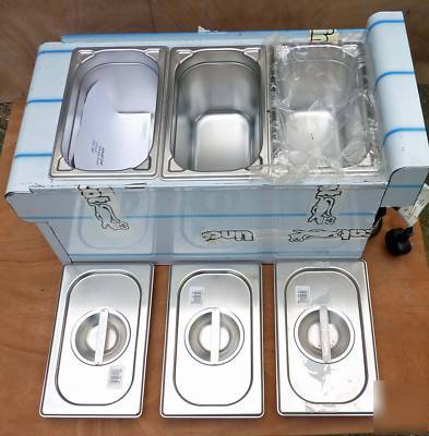 Pristine good quality lincat three-pan dry bain marie
