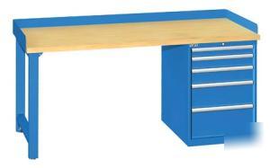 Lista xpress industrial workbench w/ mp pedestal, 5 drw