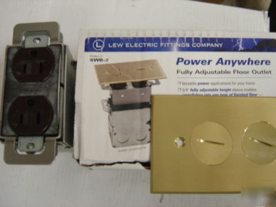Lew electric complete floor box / brass cover PLATE4PK