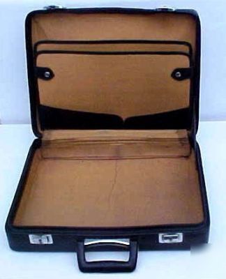 1950S vintage black brief case with 4 pockets