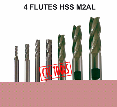 4 flute hss M2AL endmill cutters (7 pc) - imperial #F47