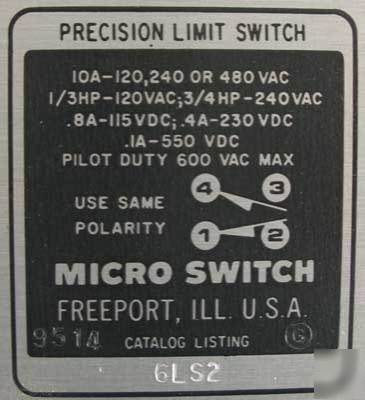 New honeywell 6LS2 micro medium-duty limit switch