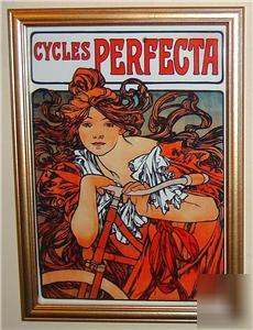 New mucha framed art nouveau picture perfecta cycles 