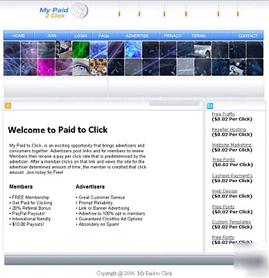 Paid to click turnkey website business is for sale 