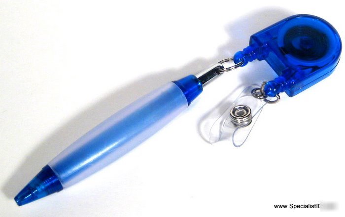 Retractable ball pen and badge reel combo lanyard