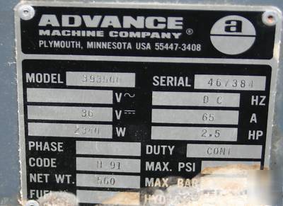 Whirlamatic advance floor baffing machine
