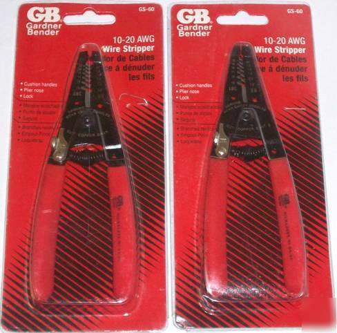 (2) gb 10-20 awg wire stripper and cutter with lock