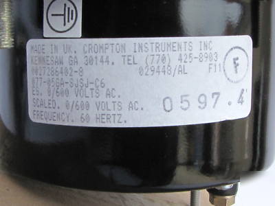 New crompton voltmeter 1% switchboard 0-600V scale * *