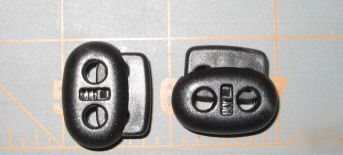 50 black bean oval toggles cord locks stops flat 2 hole