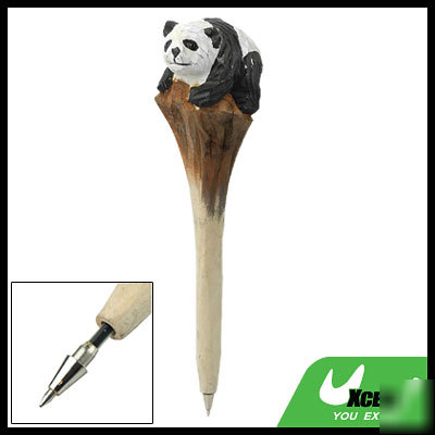 Wooden bear shaped blue ink ballpoint writing pen