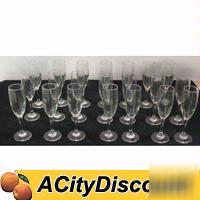 Lot of 21 clear glass champagne sparkling wine glasses