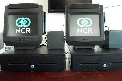 2 ncr 7402 restaurant pos system positouch + 4 monitors