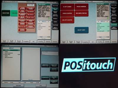 2 ncr 7402 restaurant pos system positouch + 4 monitors