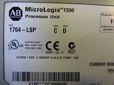 Allen bradley micrologix 1500 system with 1764-lsp