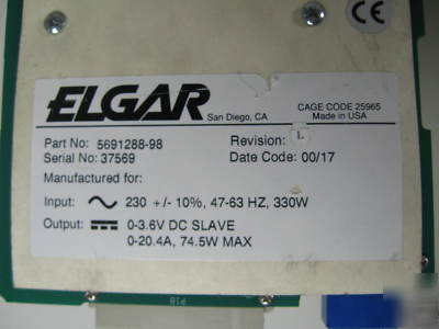 Elgar AT8000B power supply mainframe w/(4) 5691288-98