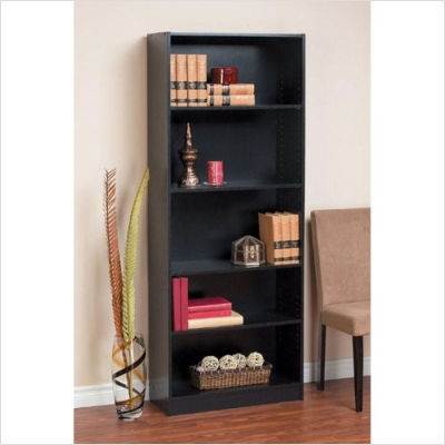Mylex five-shelf bookcase - black
