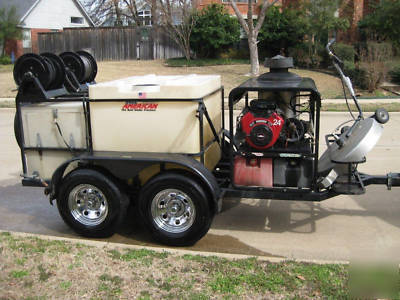 Pressure washing trailer, hot water, gas diesel power