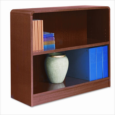 Radius corner bookcase finished 2-shelf med. oak