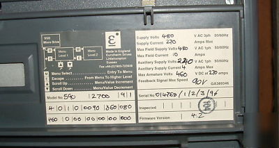 Eurotherm ssd 590 drive - 150 hp